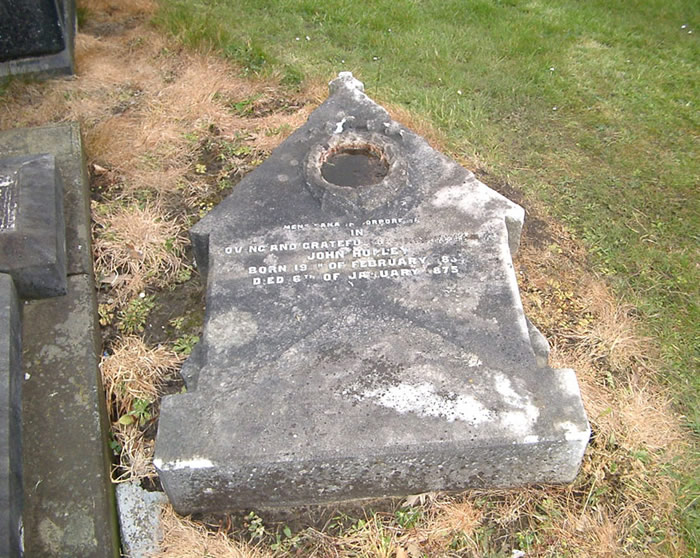 Damaged headstone